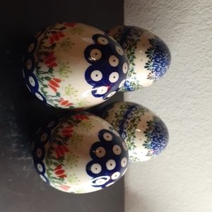 EXQUISITE NEW Boleslaweic Made in Poland 5" Egg Figurines Set of 4.